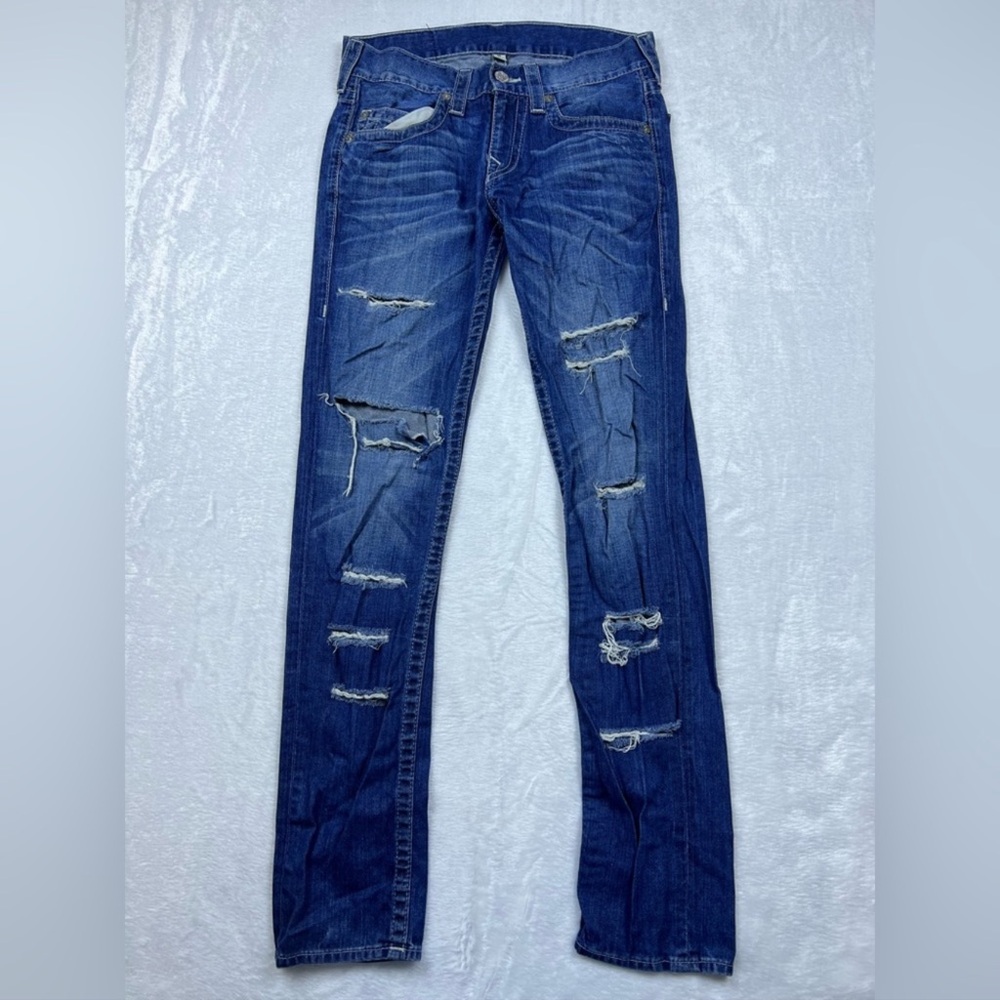 Distressed Blue Denim Jeans